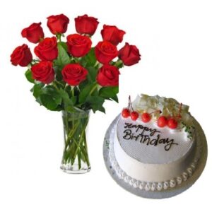 roses vase cake