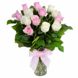 pink white roses for quick delivery