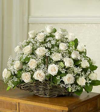 Really Royal White Roses Basket