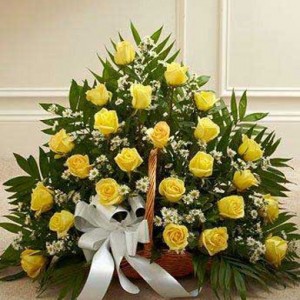 yellow roses basket