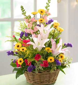 Dazzling Delight - Mix Flowers Basket Delivery in Dubai