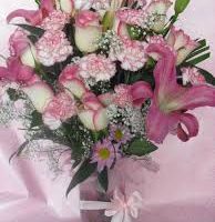 Joyful Experience - Pink Flowers, Lilies, Chrysanthemum