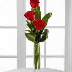 Explicit Love 3 Red Roses Vase