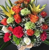 mix color flowers vase