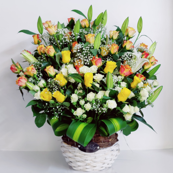 mix color flowers basket