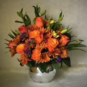 orange flowers vase