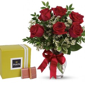 red roses patchi chocolate combo gift