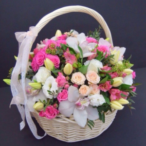 Mix color flower basket