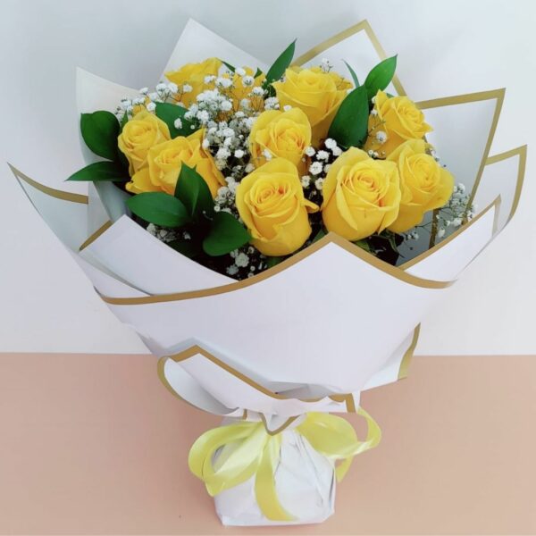 yellow roses hand bouquet