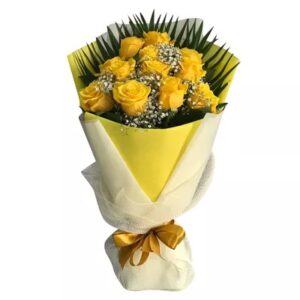 12 yellow roses bouquet