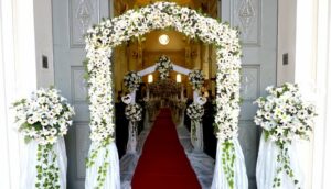 Real flowers wedding entrance