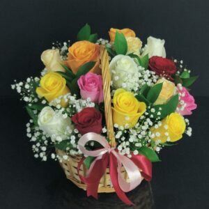 Mixed Color Roses Basket