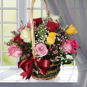 mixed rose basket