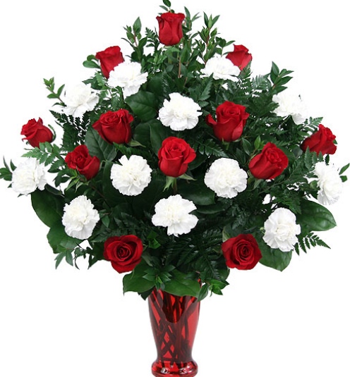 Roses & Carnation flower vase