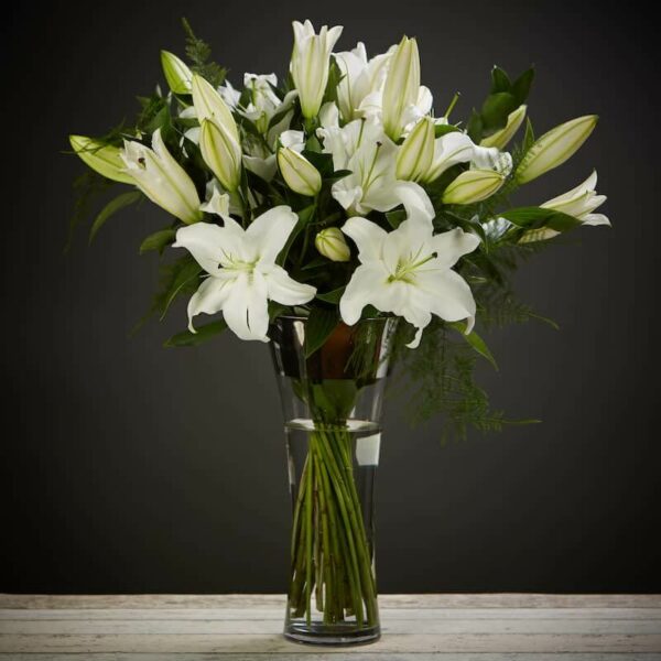 White Lilies Flower Vase