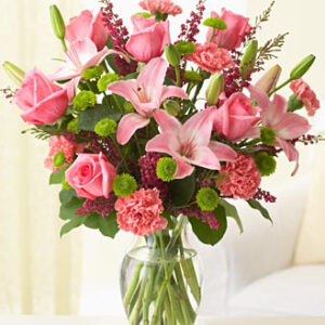 pink flowers vase