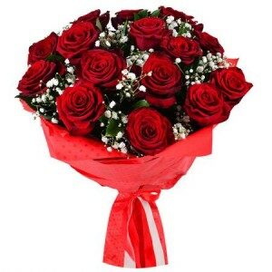 15 red roses bouquet