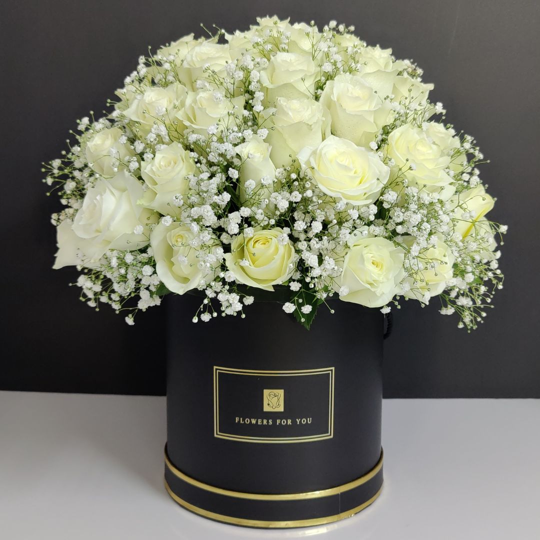 White Roses Box Arrangement