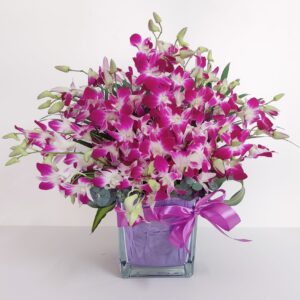20 Purple Orchids Vase