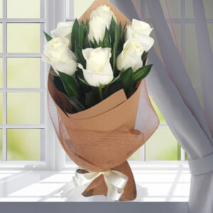 7 White Roses Bouquet