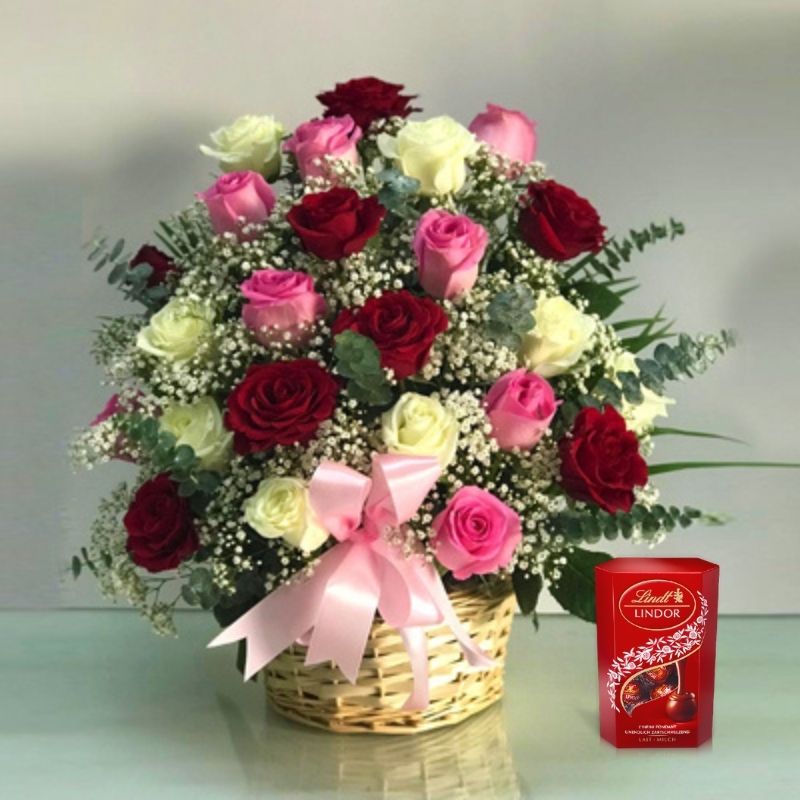 Roses Basket with Chocolates Lyndt