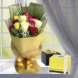 Roses Bouquet Chocolate Box Combo