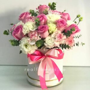 Pink Roses Carnations Box