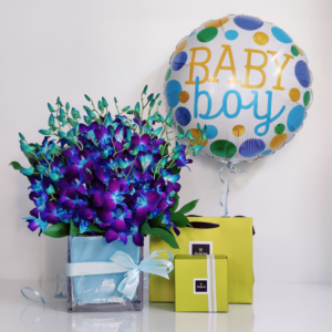 Baby boy orchids chocolates