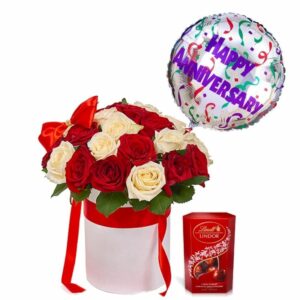 Anniversary Gift Box – Roses, Balloon, Chocolates