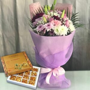 Mix Flower bouquet and Anjeer Barfi Combo