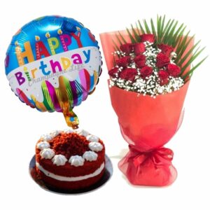 Buy Birthday Gift Online | Roses Cake, Balloon | Real
