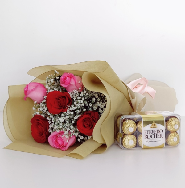 Red Pink Roses with Chocolates Online