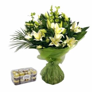Send Lilies Bouquet with Chocolates Online