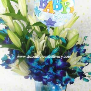 White-Lilies-and-Blue-Orchids-with-Micro-Foil-Ball
