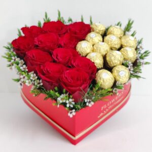 heart shape roses chocolates box