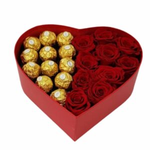 heart shape roses chocolates box