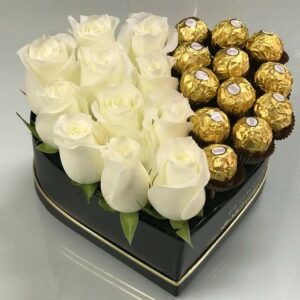 11 white roses chocolates box