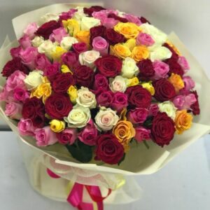 101 mixed roses bouquet