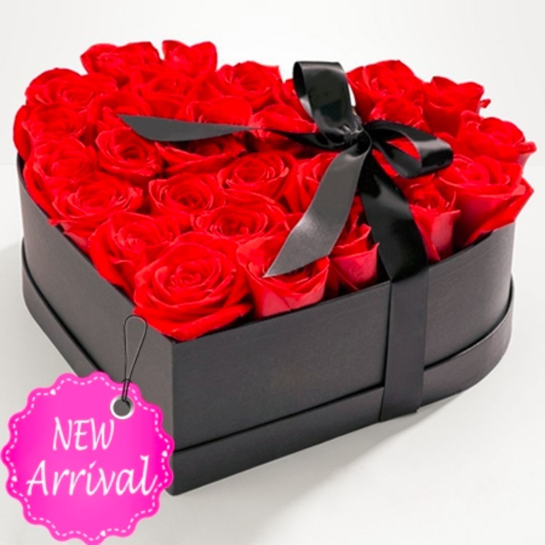 24 red roses heart